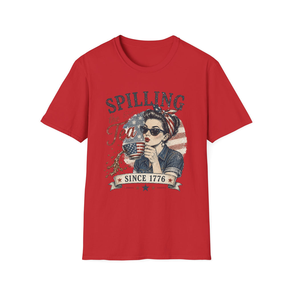 Spilling The Tea Since 1776 T-Shirt | Vintage Patriotic Graphic Tee | Funny America Independence Day Shirt