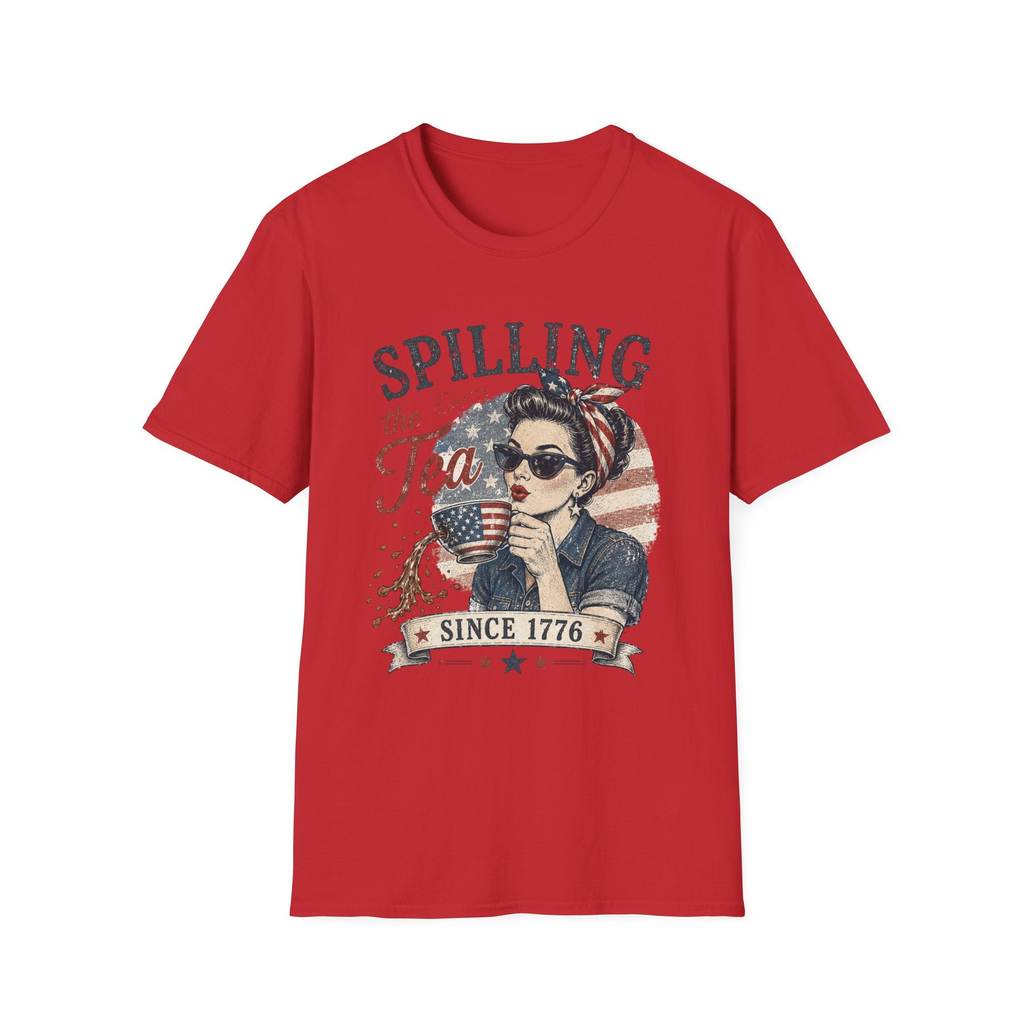 Spilling The Tea Since 1776 T-Shirt | Vintage Patriotic Graphic Tee | Funny America Independence Day Shirt