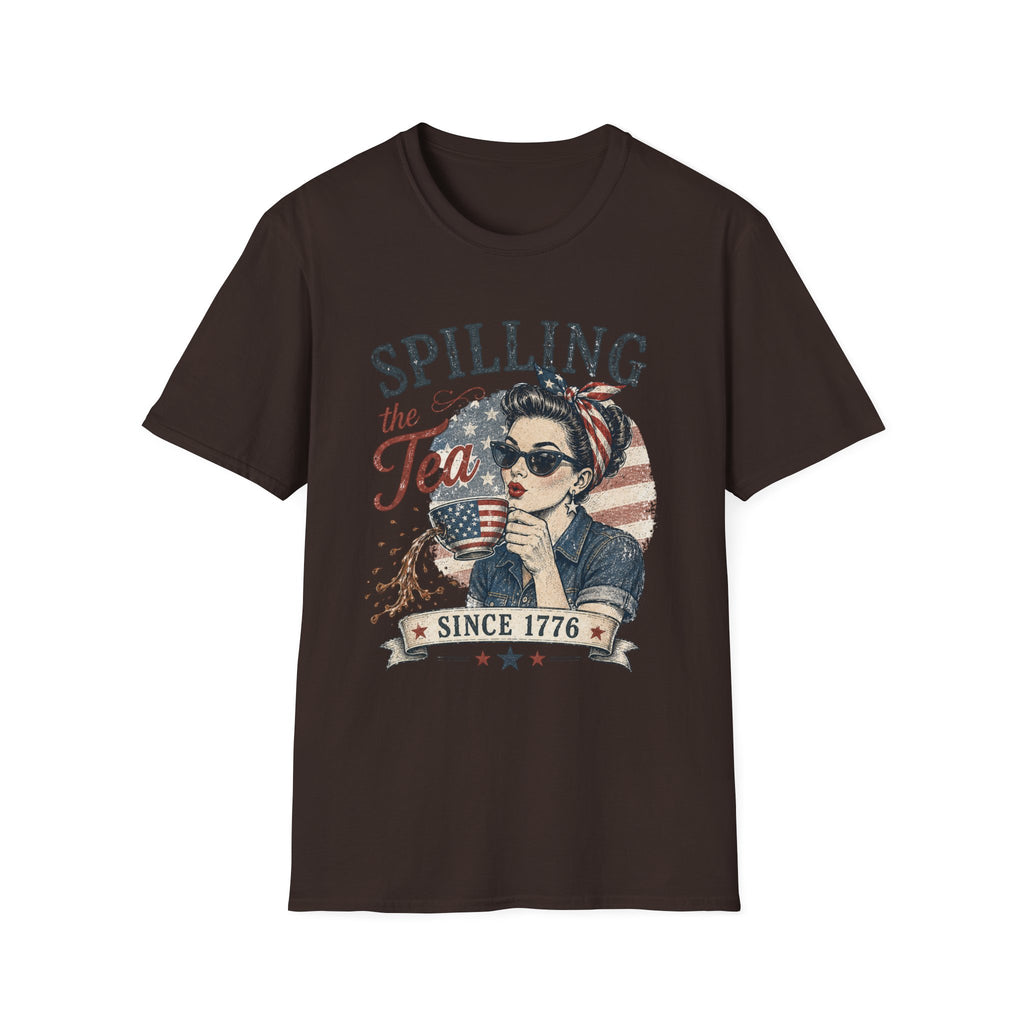 Spilling The Tea Since 1776 T-Shirt | Vintage Patriotic Graphic Tee | Funny America Independence Day Shirt