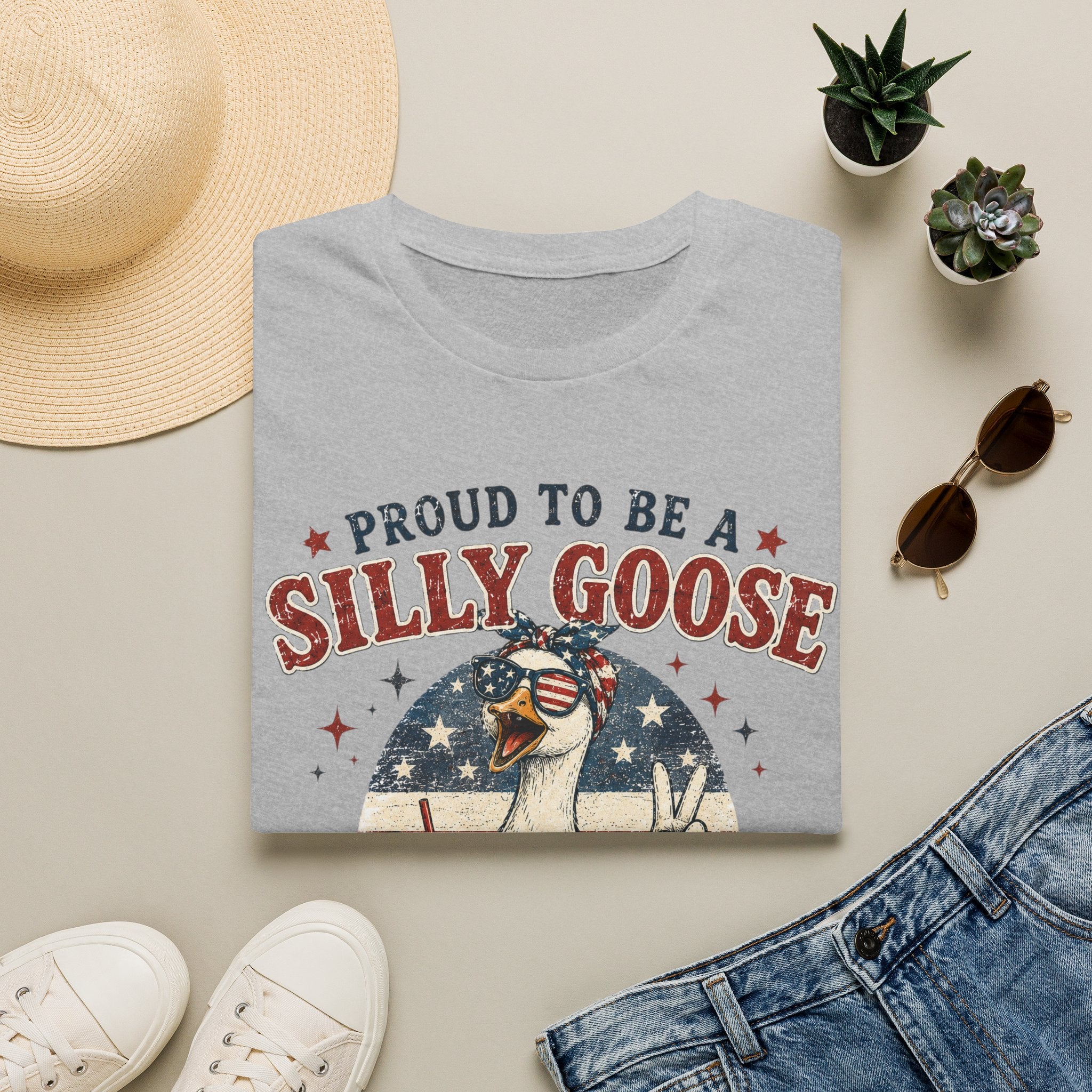 Funny Silly Goose Patriotic T-Shirt | Proud To Be A Silly Goose | Vintage 4th of July Graphic Tee