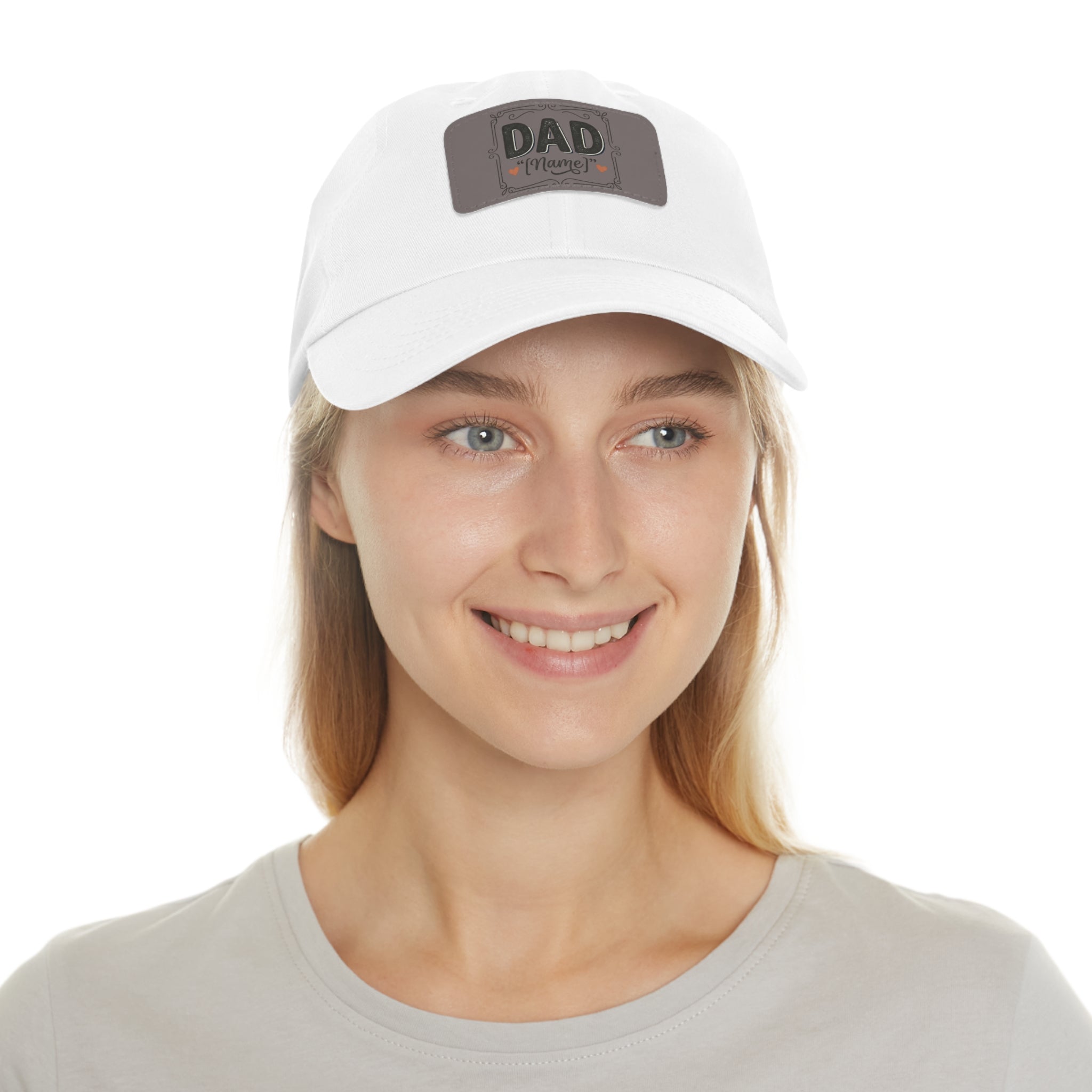 Personalized "Dad" Leather Patch Dad Hat — Custom Father's Day Cap