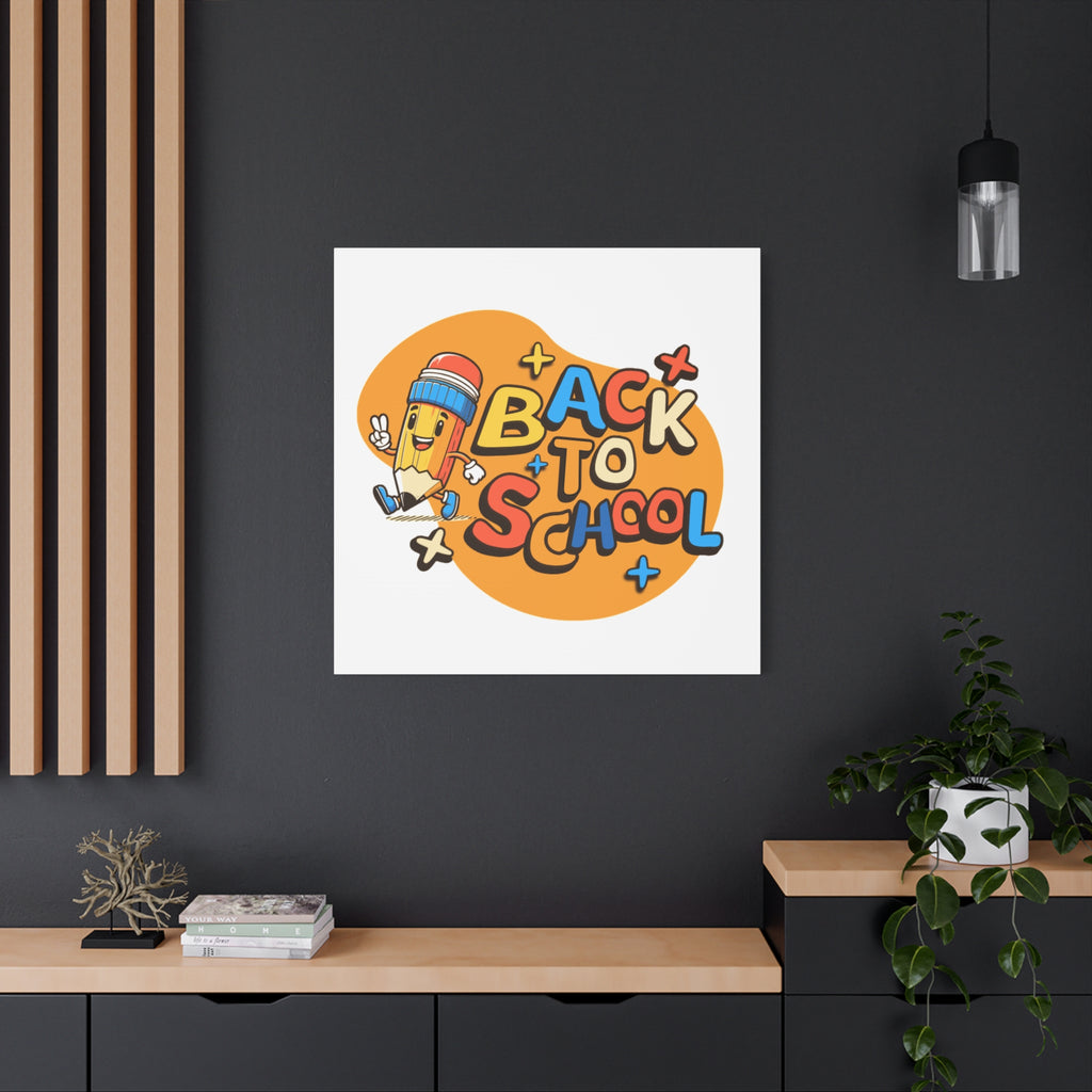 Back to School Canvas Wall Art — Cheerful Pencil Classroom Decor