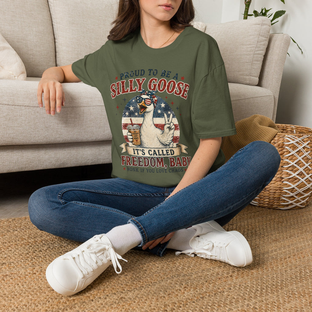 Funny Silly Goose Patriotic T-Shirt | Proud To Be A Silly Goose | Vintage 4th of July Graphic Tee