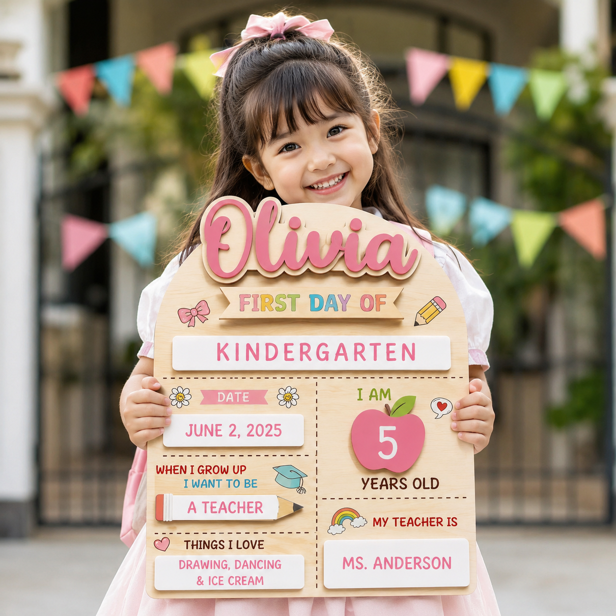 COMBO Personalized First Day of School Sign | Includes 5 Name Tags & First Day + Last Day Plaques