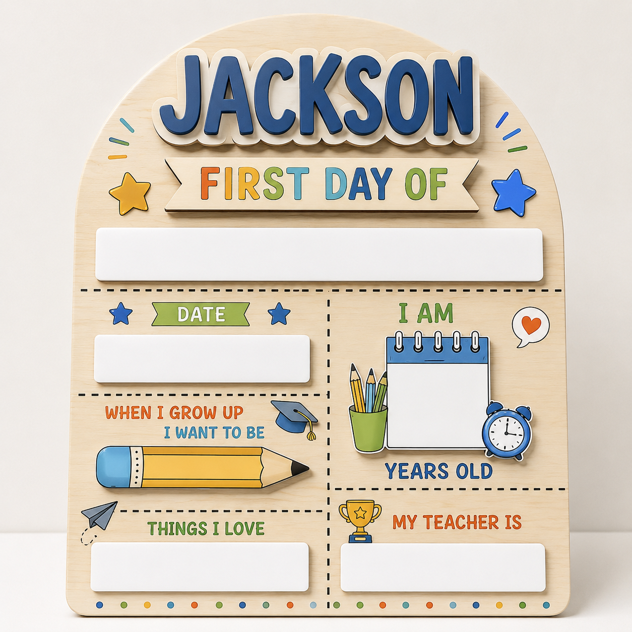 COMBO Personalized First Day of School Sign | Includes 5 Name Tags & First Day + Last Day Plaques