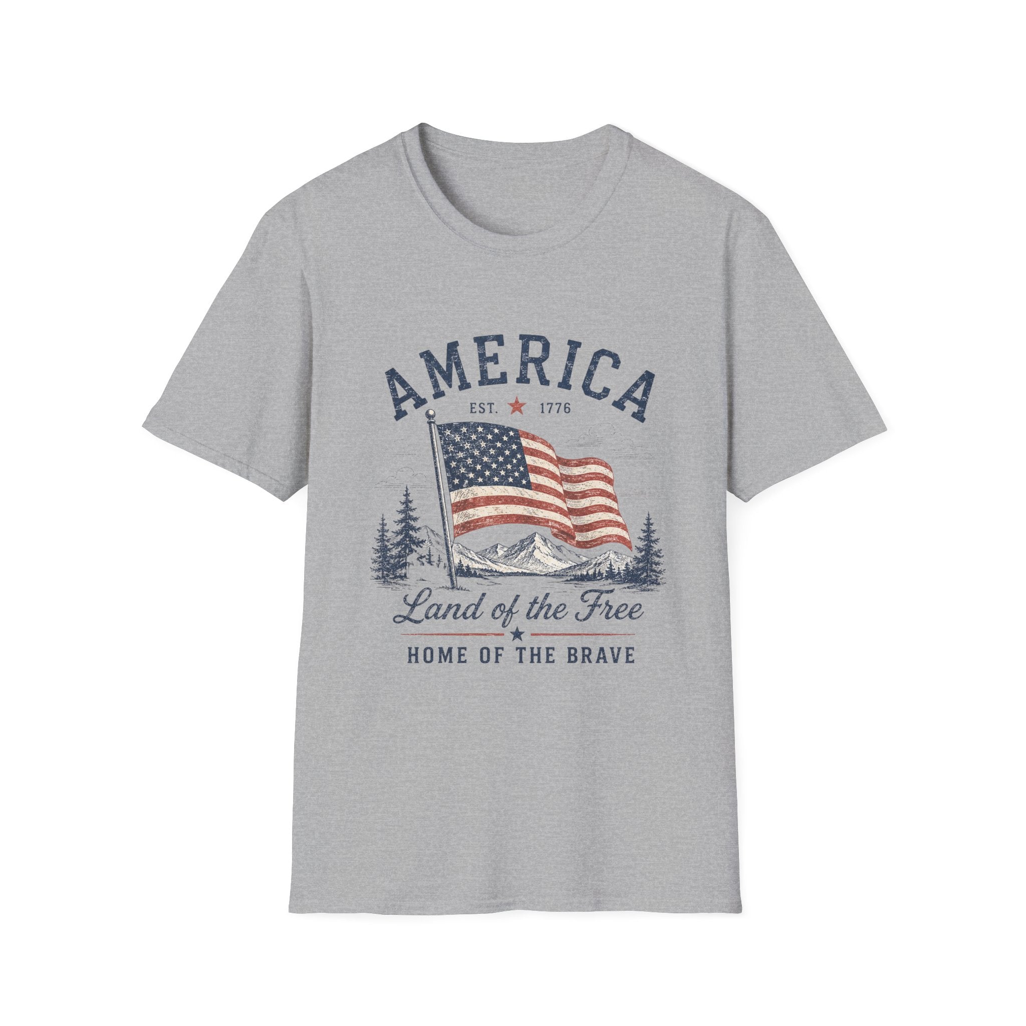 Vintage America Est. 1776 T-Shirt | Land of the Free Home of the Brave | Retro Patriotic Graphic Tee