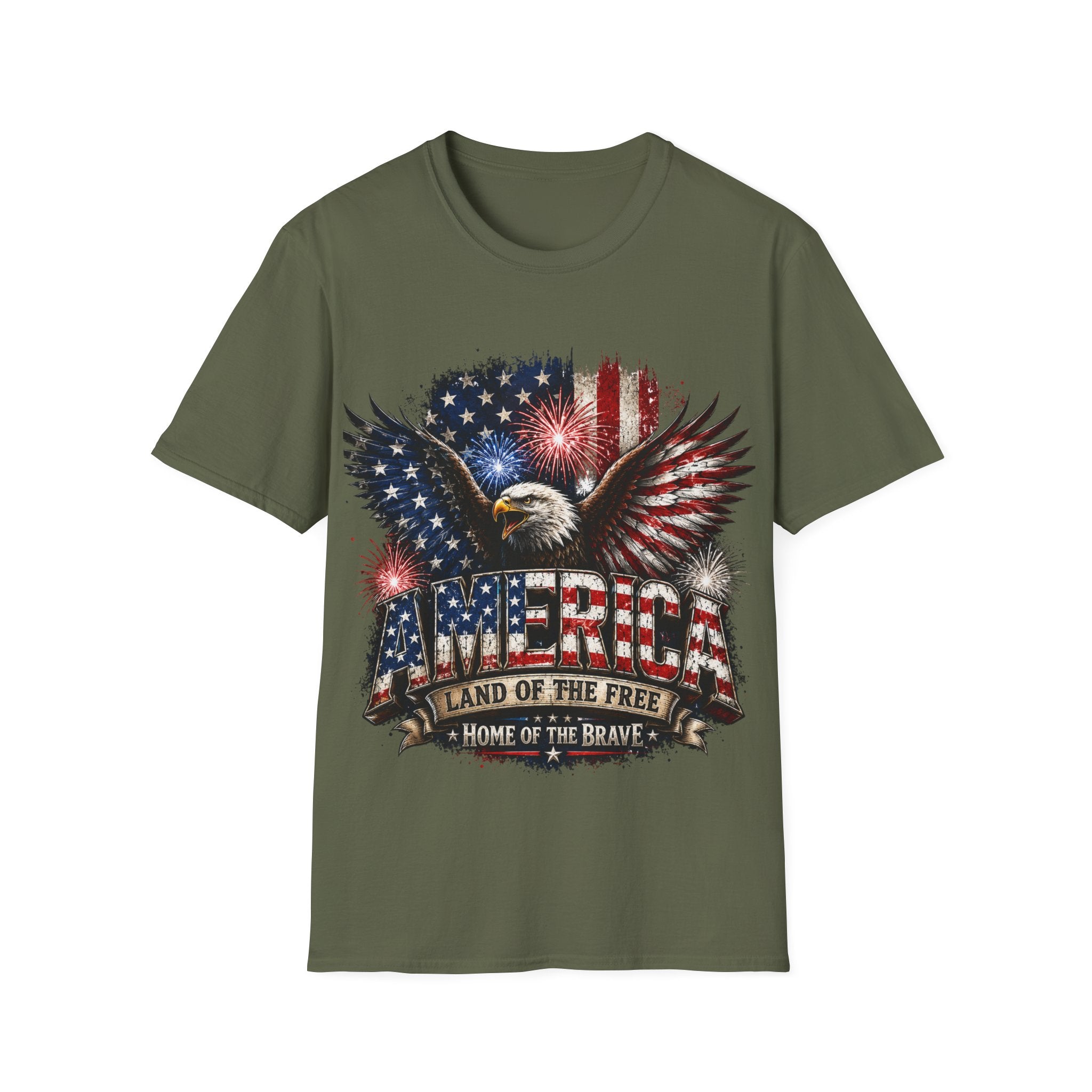 Vintage American Eagle Patriotic T-Shirt | Land of the Free Home of the Brave | USA Flag Graphic Tee