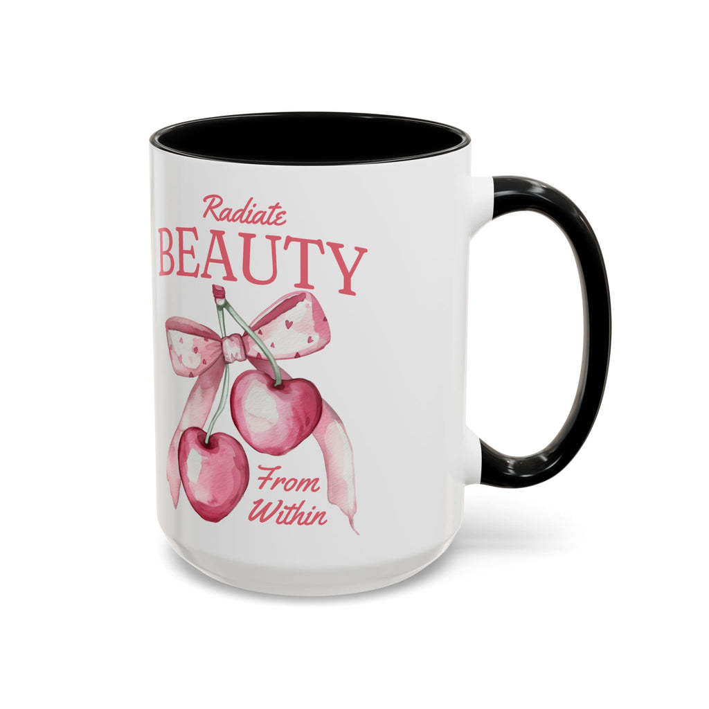 Personalized Coquette Cherry Mug | Watercolor Bow Cup