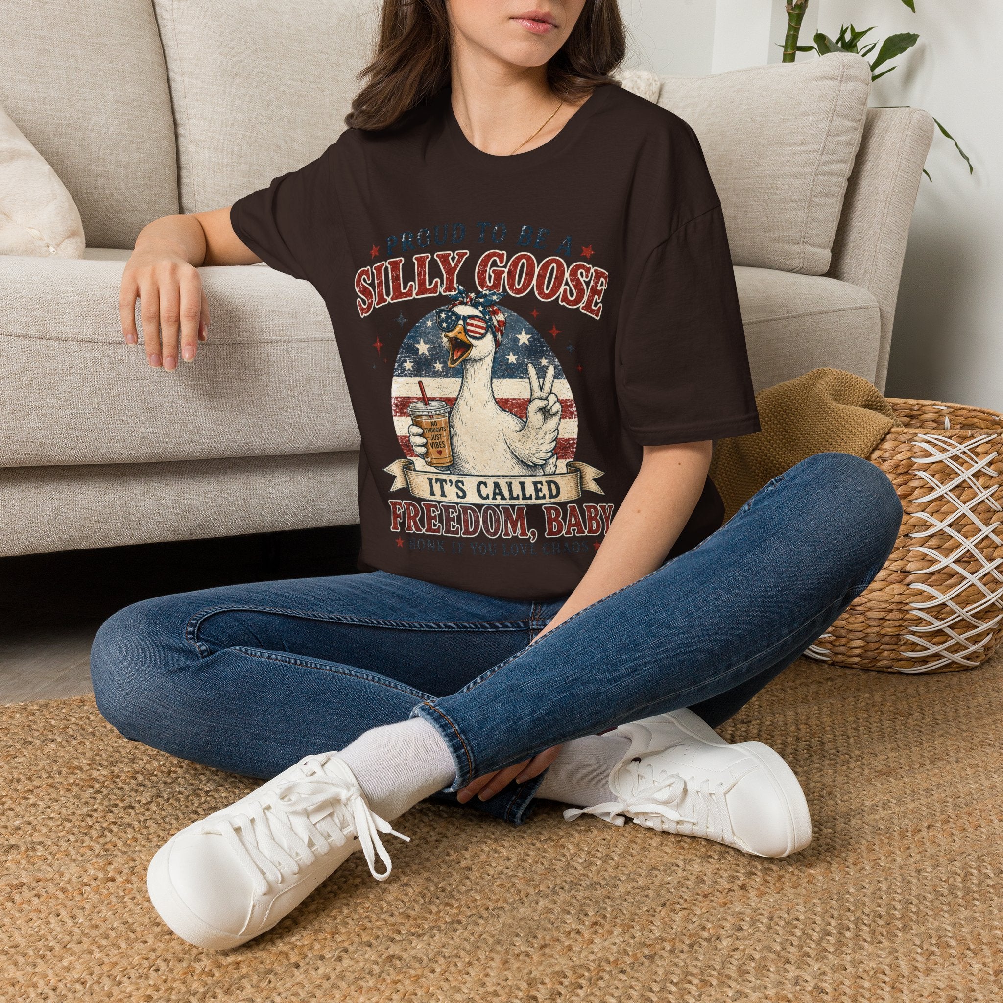 Funny Silly Goose Patriotic T-Shirt | Proud To Be A Silly Goose | Vintage 4th of July Graphic Tee