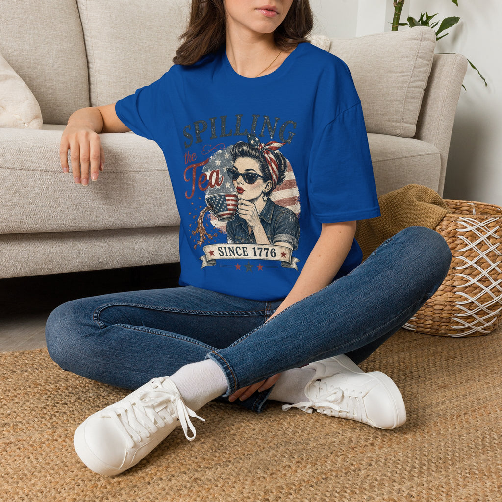 Spilling The Tea Since 1776 T-Shirt | Vintage Patriotic Graphic Tee | Funny America Independence Day Shirt