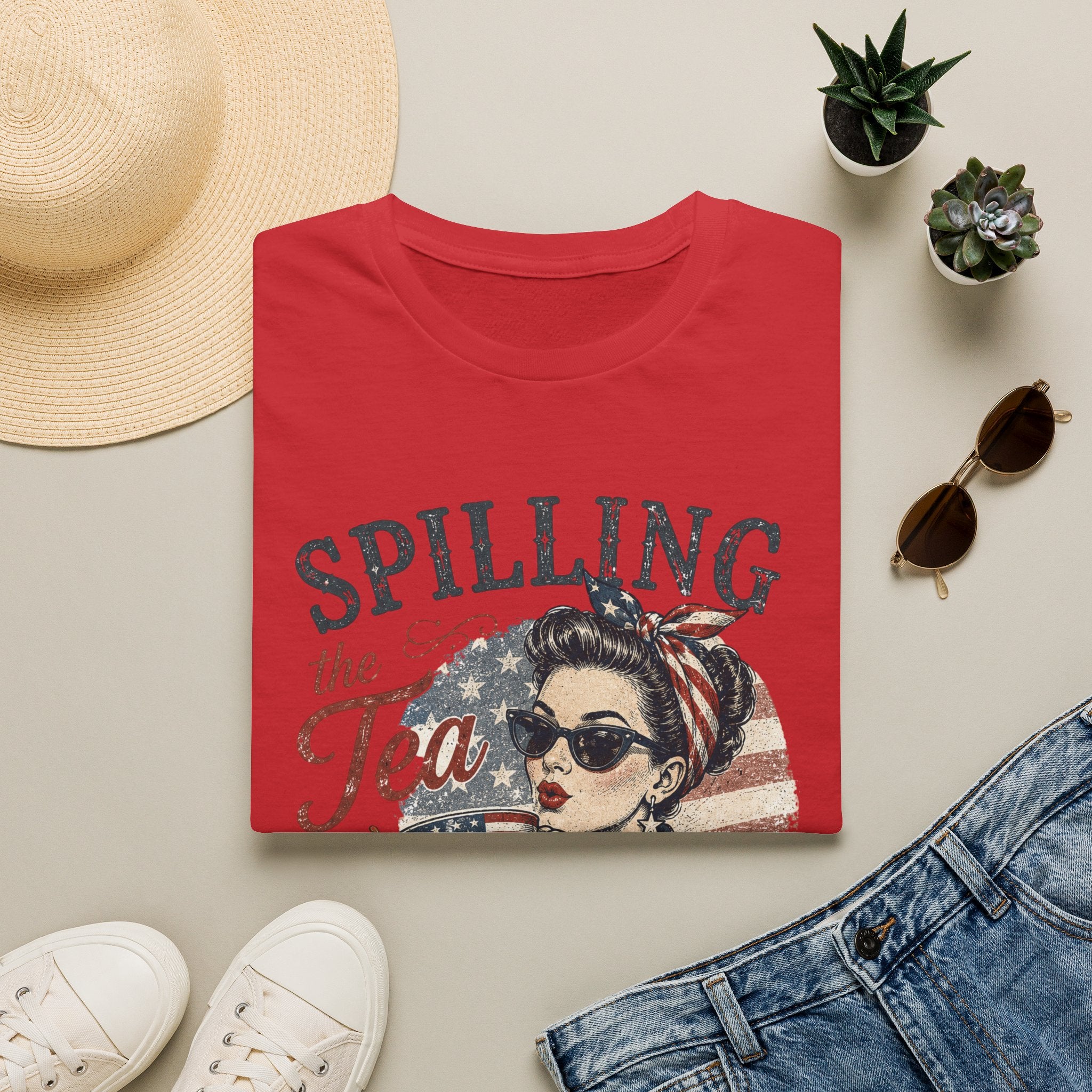 Spilling The Tea Since 1776 T-Shirt | Vintage Patriotic Graphic Tee | Funny America Independence Day Shirt