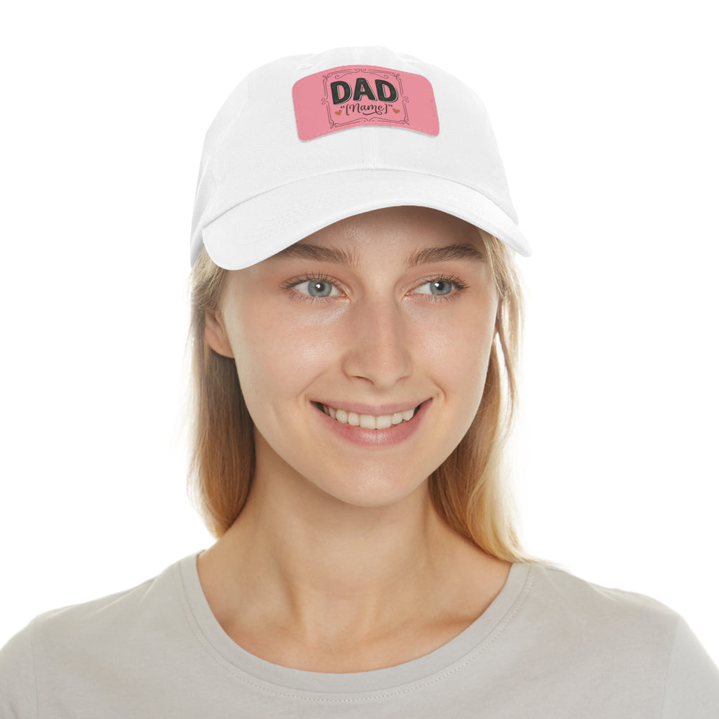 Personalized "Dad" Leather Patch Dad Hat — Custom Father's Day Cap