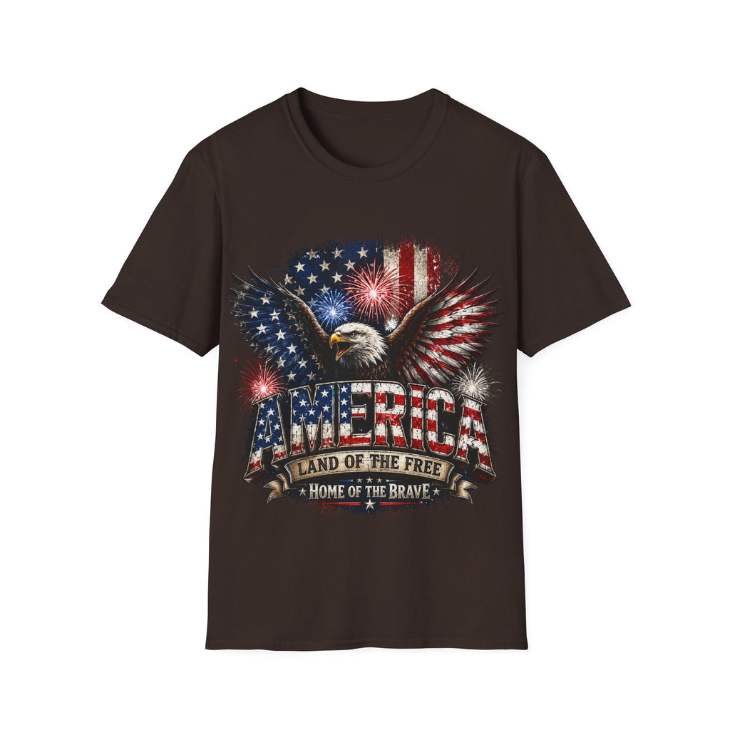 Vintage American Eagle Patriotic T-Shirt | Land of the Free Home of the Brave | USA Flag Graphic Tee