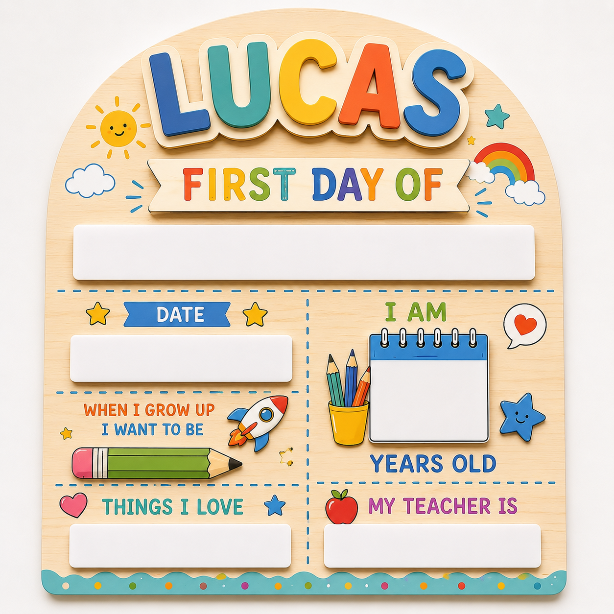 COMBO Personalized First Day of School Sign | Includes 5 Name Tags & First Day + Last Day Plaques
