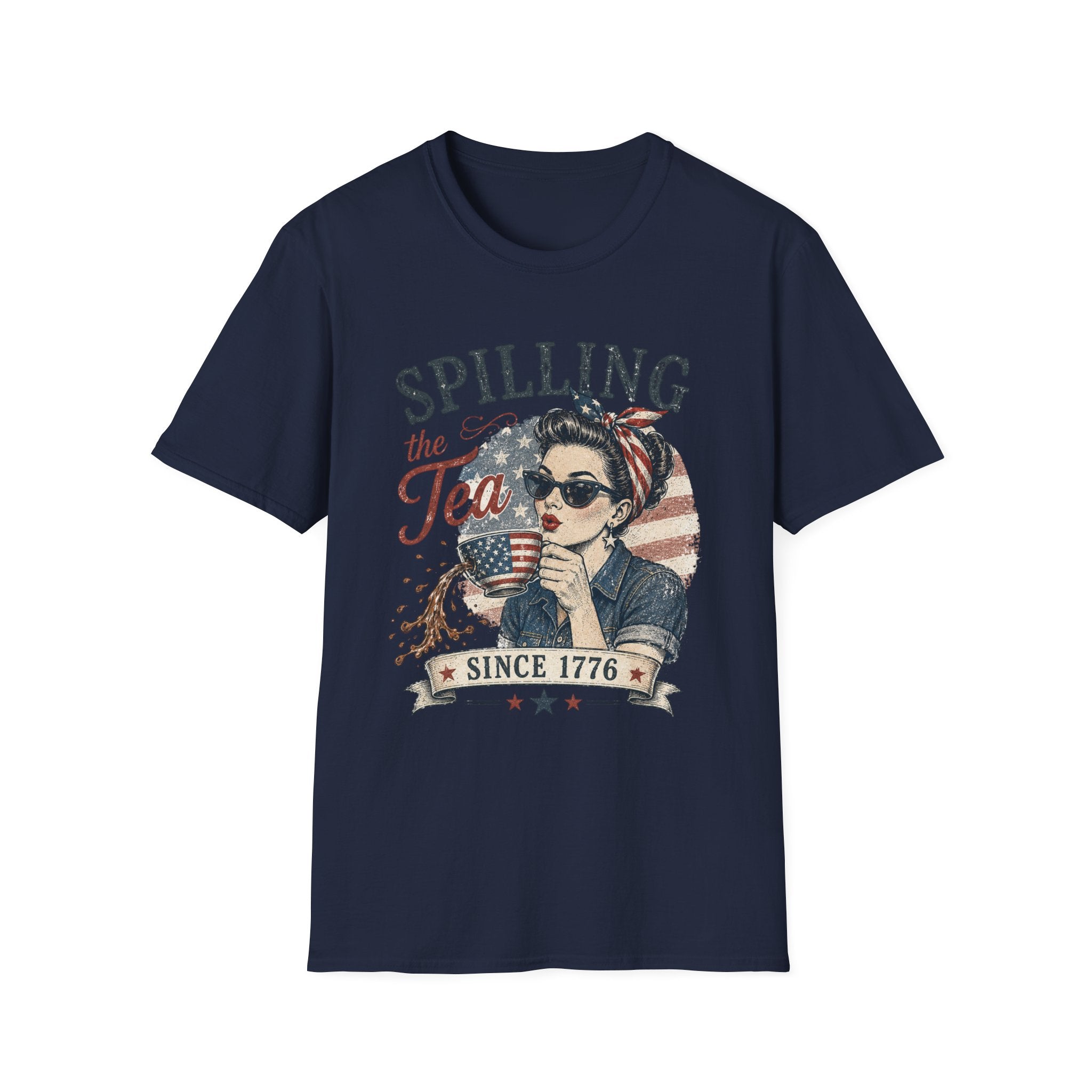Spilling The Tea Since 1776 T-Shirt | Vintage Patriotic Graphic Tee | Funny America Independence Day Shirt