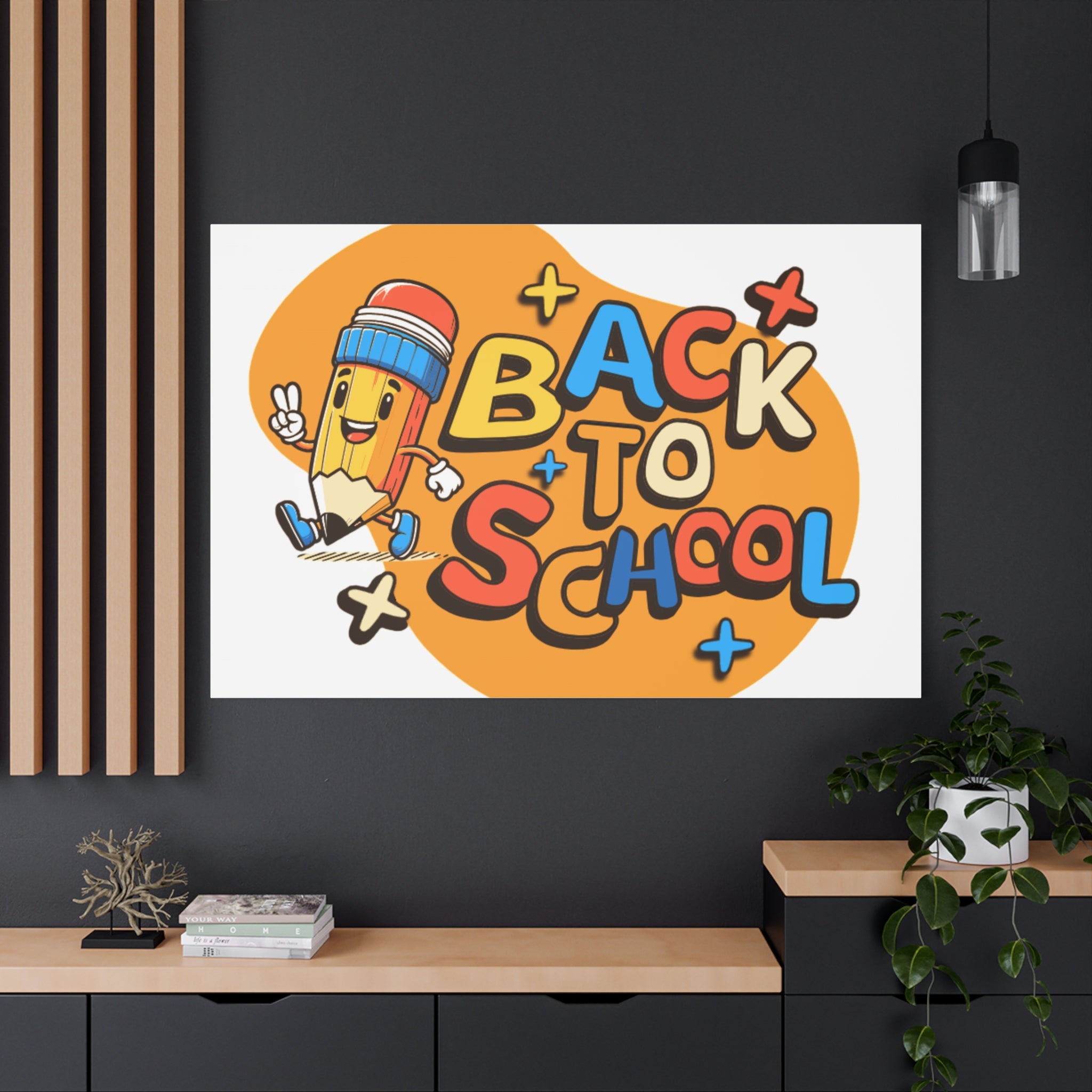 Back to School Canvas Wall Art — Cheerful Pencil Classroom Decor