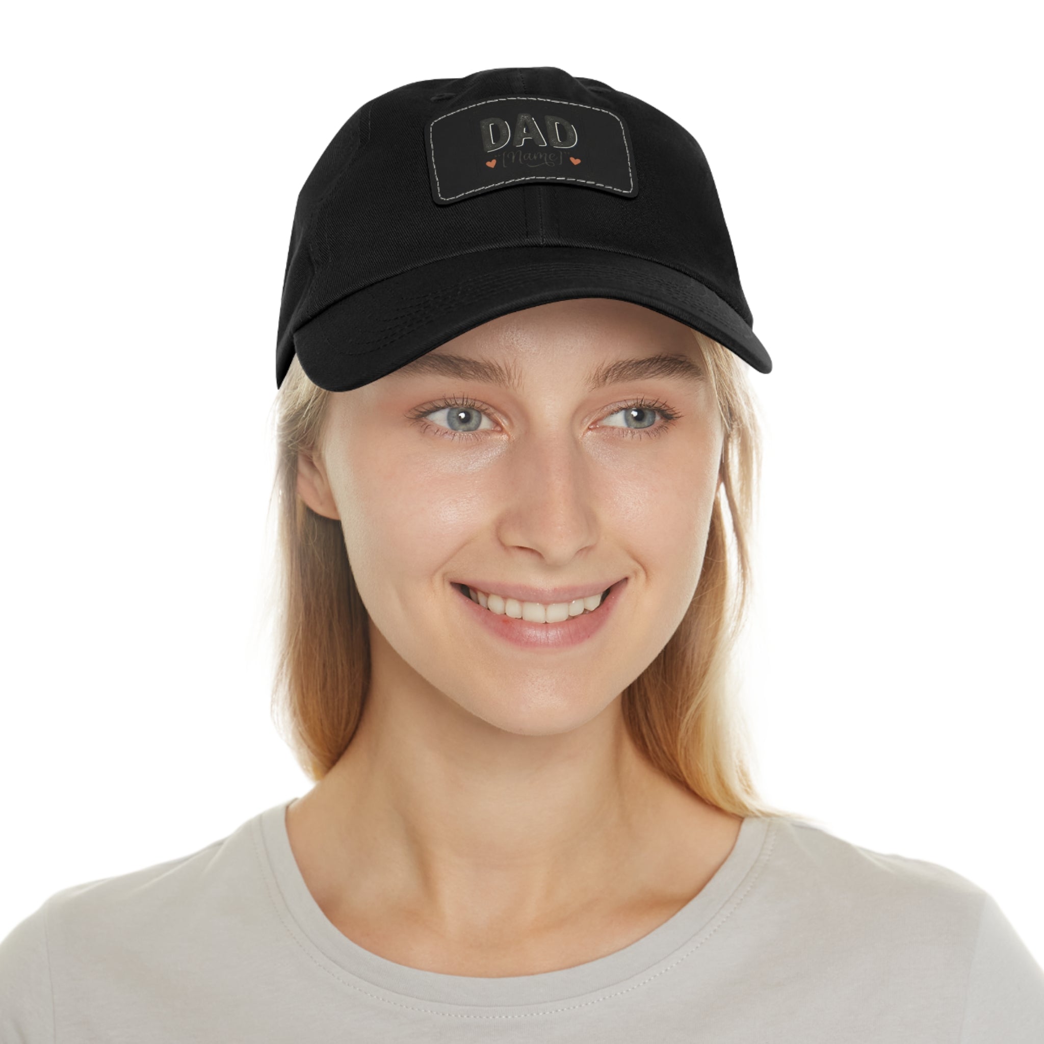 Personalized "Dad" Leather Patch Dad Hat — Custom Father's Day Cap