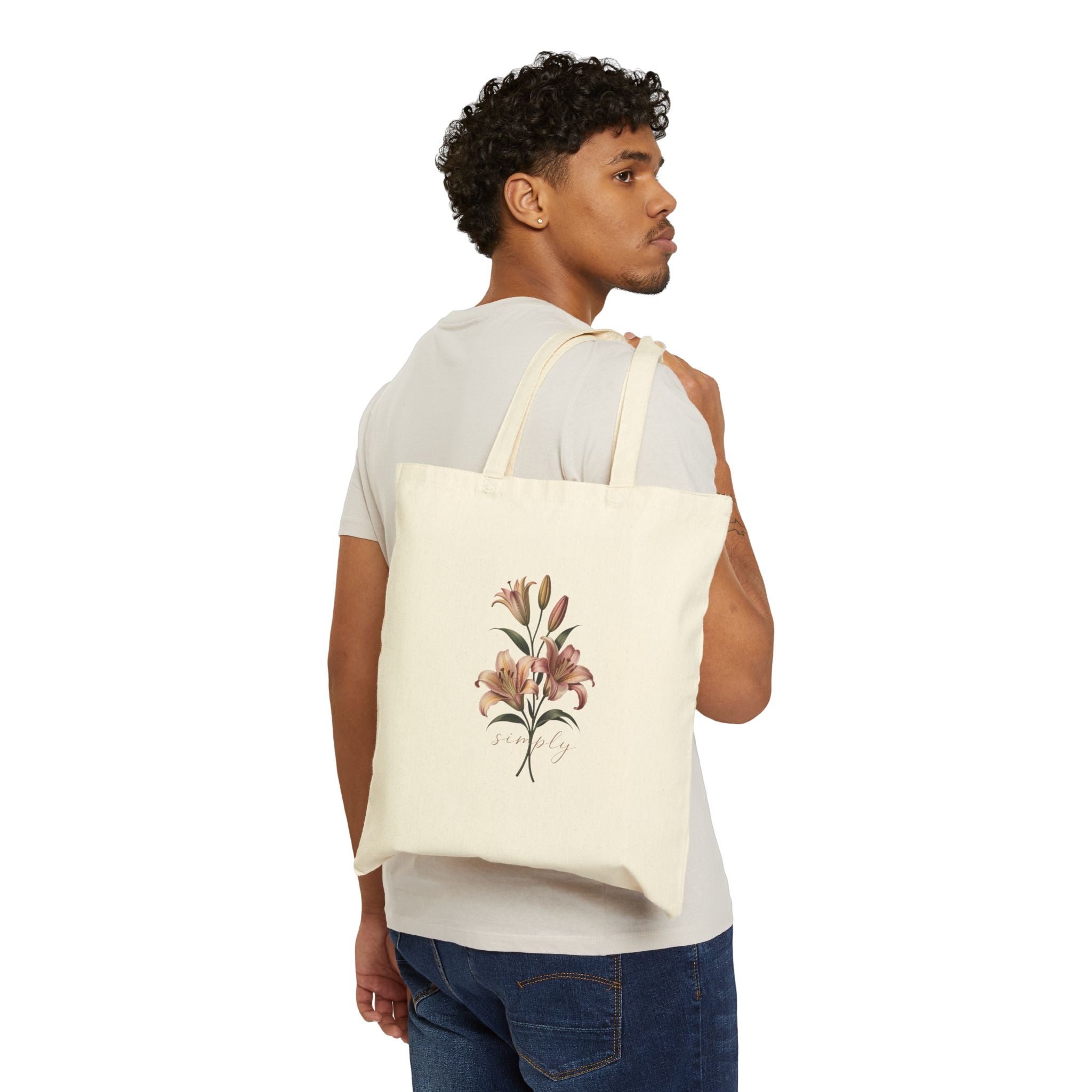 Personalized Neutral Watercolor Lily Tote Bag