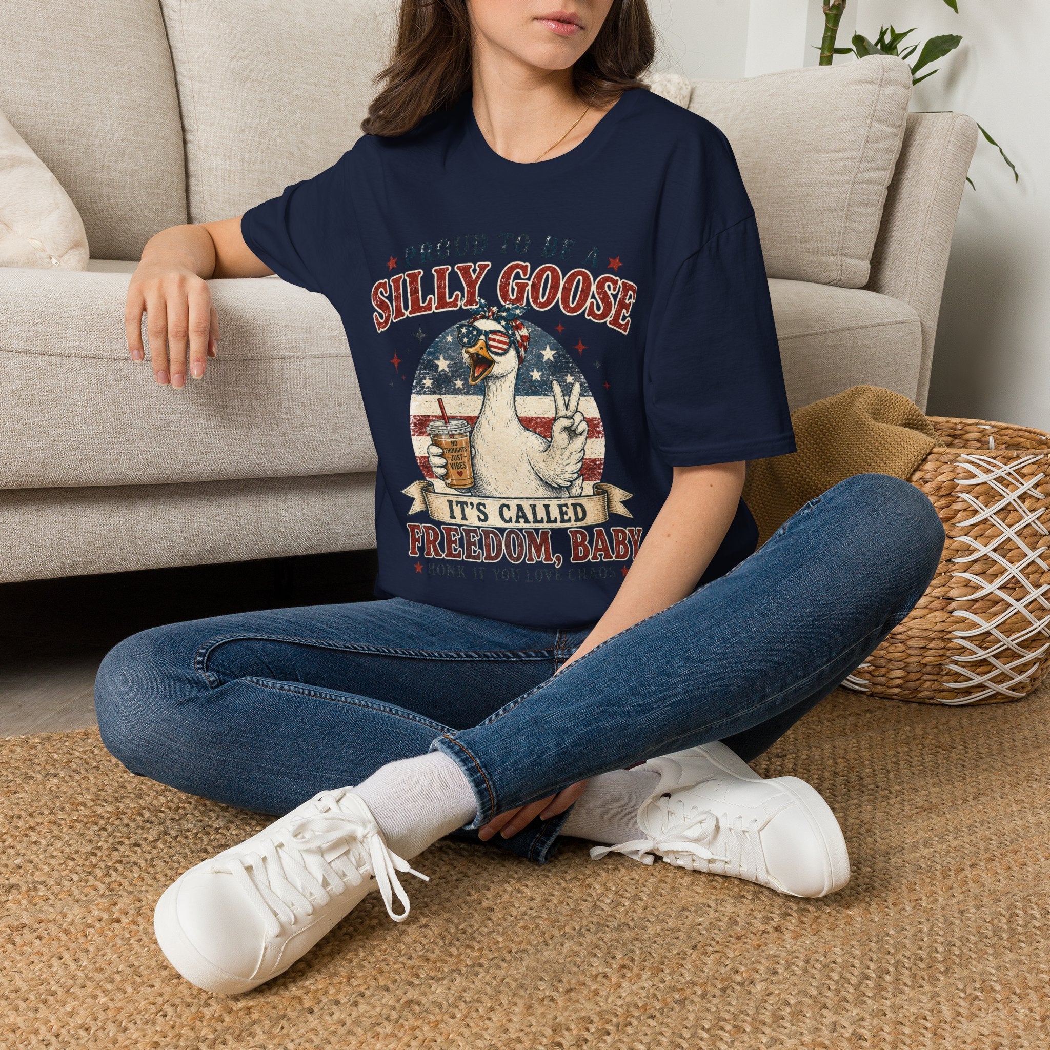 Funny Silly Goose Patriotic T-Shirt | Proud To Be A Silly Goose | Vintage 4th of July Graphic Tee