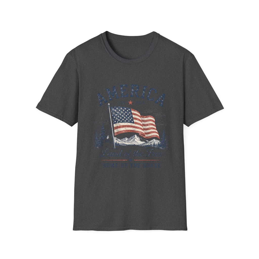 Vintage America Est. 1776 T-Shirt | Land of the Free Home of the Brave | Retro Patriotic Graphic Tee