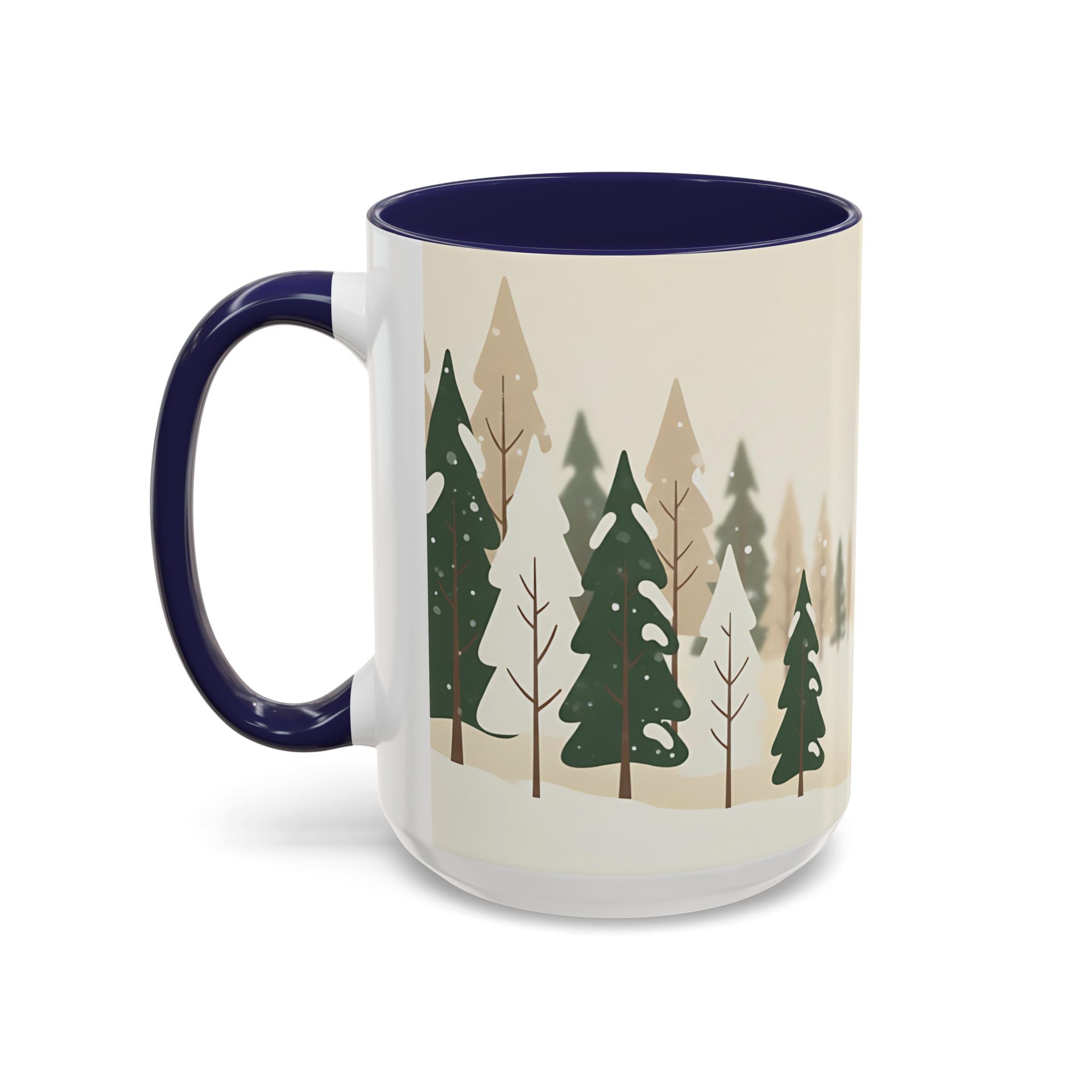 Minimal Winter Forest Accent Mug | Holiday Coffee Cup