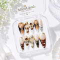 Mocha Safari almond press on nails with leopard print and 3D floral accents