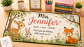Personalized Teacher Desk Mat | Cute Animal Theme | Custom Name Kindergarten Teacher Gift | Teacher Appreciation Desk Pad