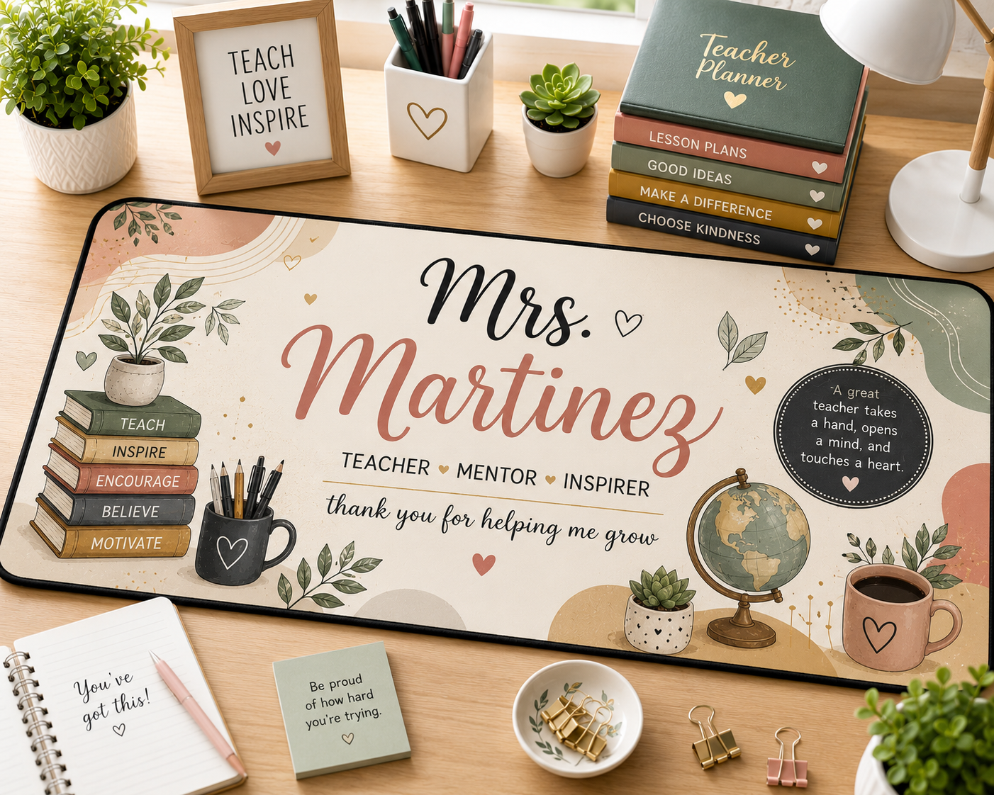 Personalized Teacher Desk Mat | Custom Teacher Name Desk Pad | Teacher Appreciation Gift | 80×30cm Keyboard Mat