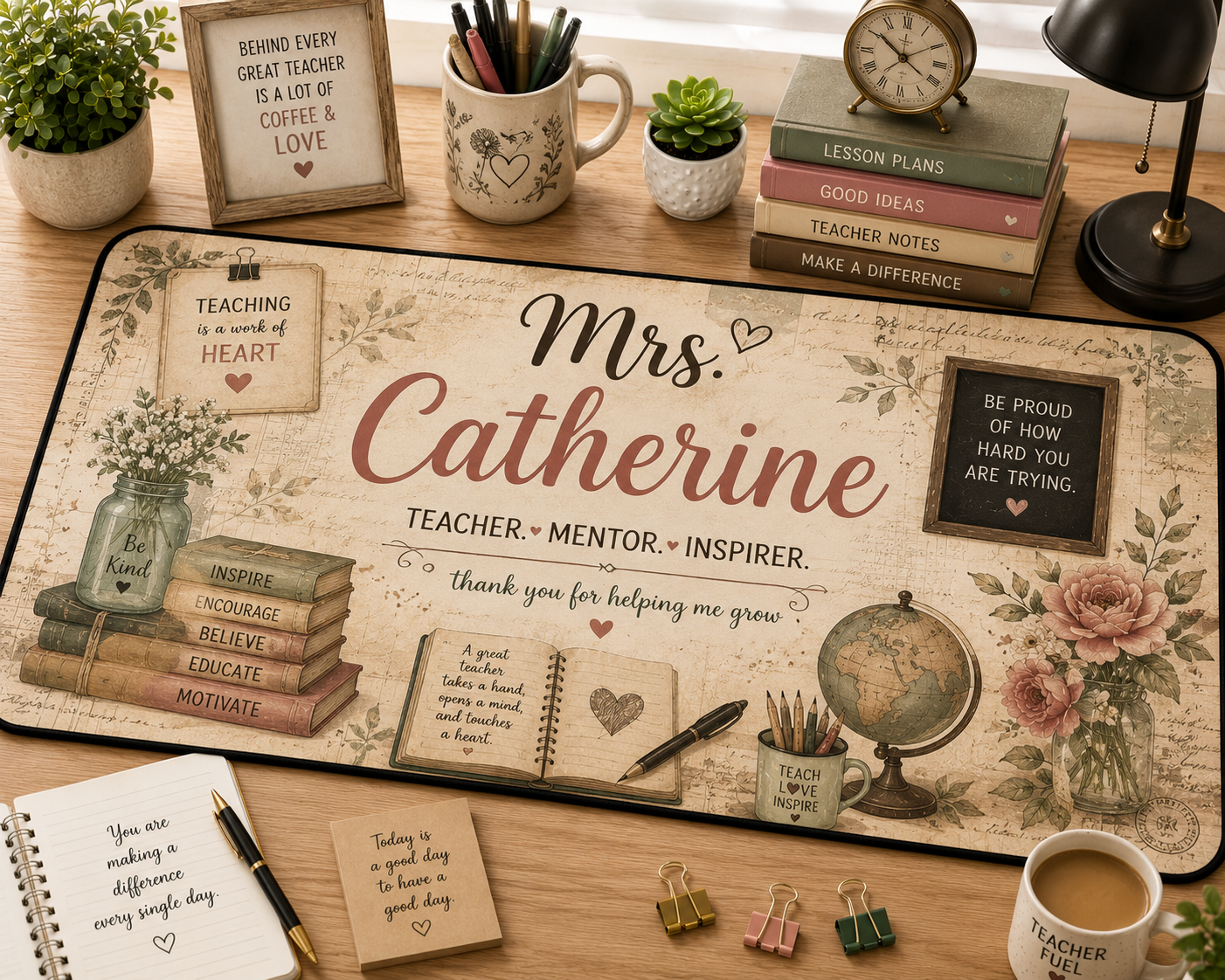 Personalized Teacher Desk Mat | Custom Teacher Name Desk Pad | Teacher Appreciation Gift | 80×30cm Keyboard Mat
