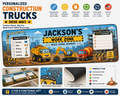 Personalized Construction Truck Desk Mat | Custom Kids Homework Desk Pad | Back to School Gift